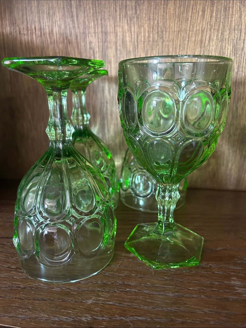 Green Pressed Glass Goblet Set — Home Accents